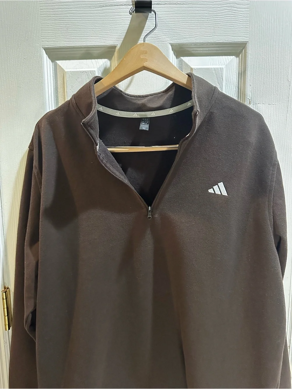 Adidas Brown 1/4 Zip Pullover Performance Logo Mens XL